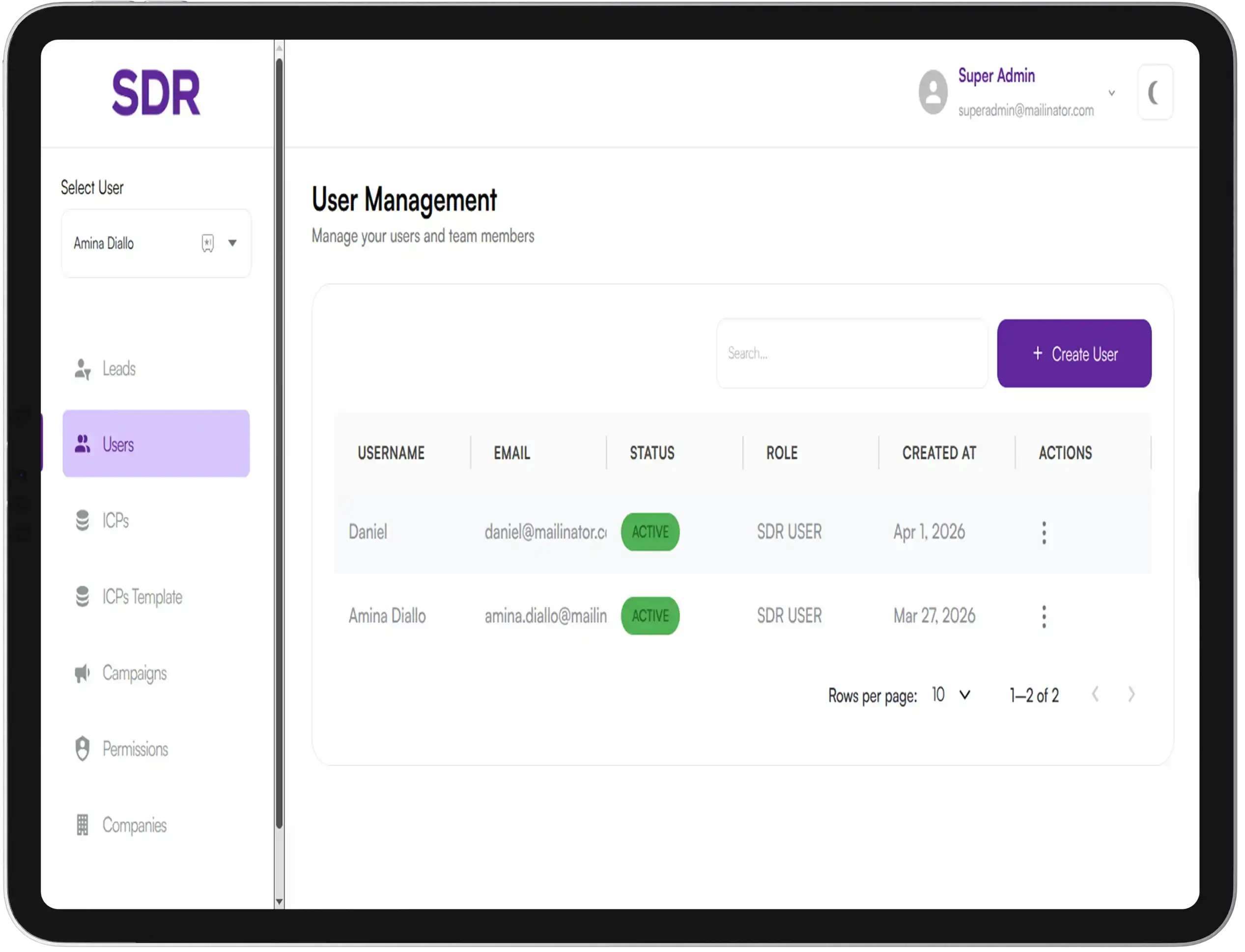 EVDC app inner screen